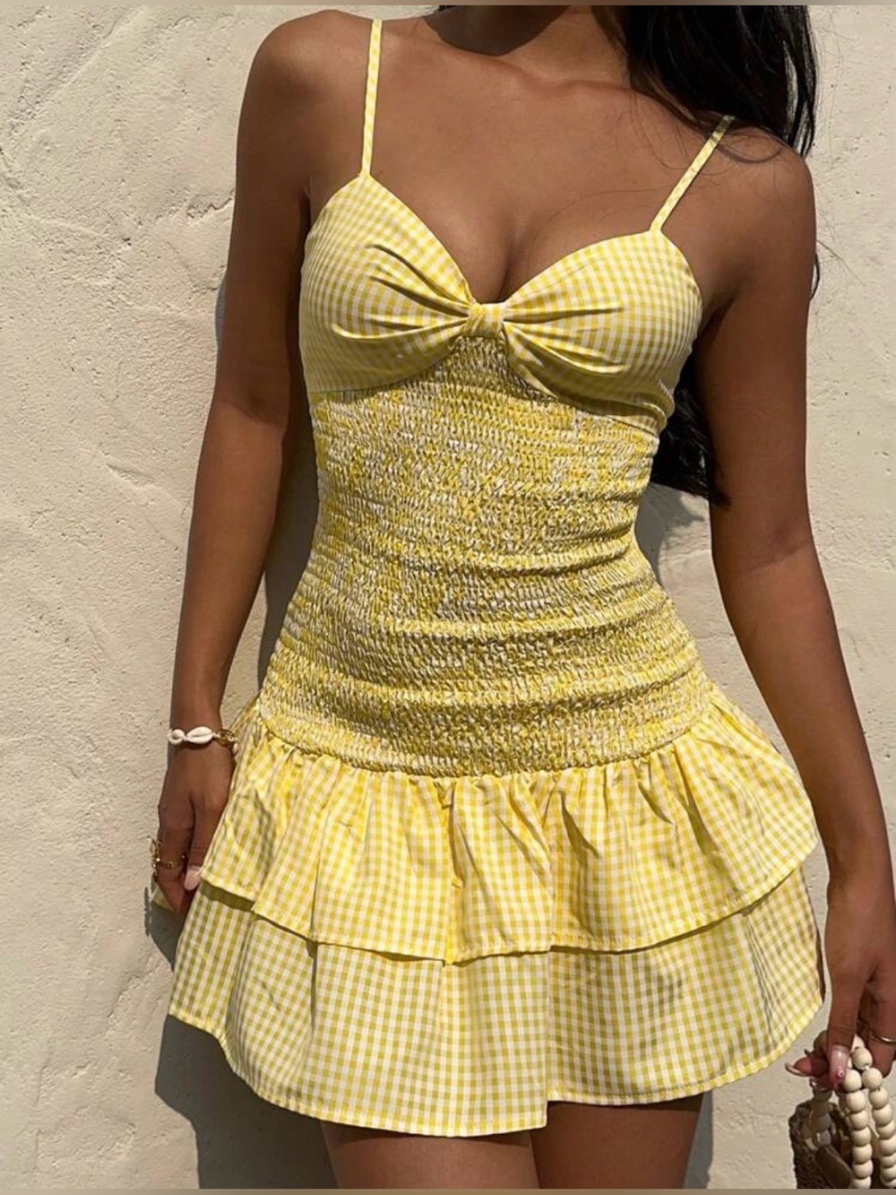Casual Backless Bowknot Ruffle Hem Cami mini dress - Picture 2 of 4